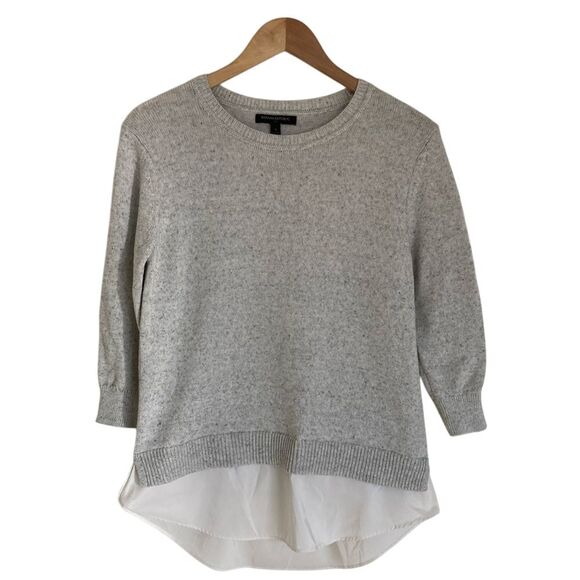 Banana Republic Factory Sweaters - Banana Republic Pullover Sweater Womens Size Small Gray White 3/4 Sleeve